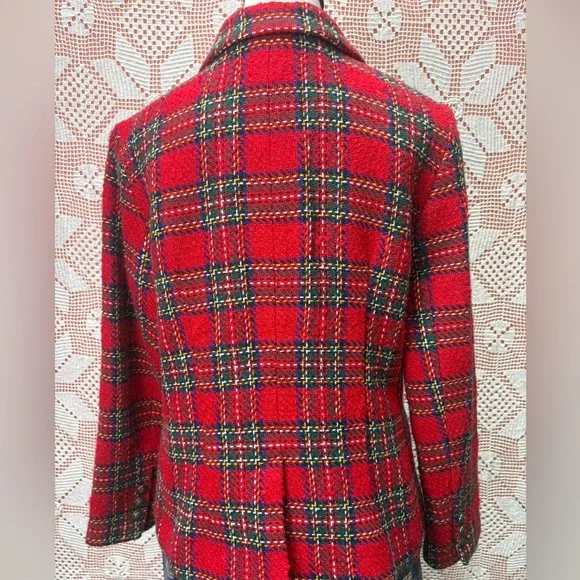 Talbots Petite Red Tartan Wool Blend Blazer | Classic Preppy | 12P - Picture 5 of 10
